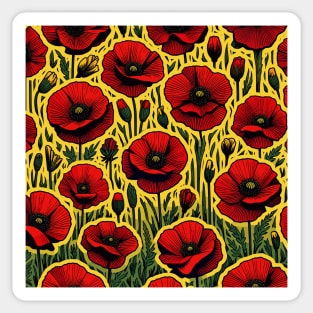 Red Poppy Flower Sticker